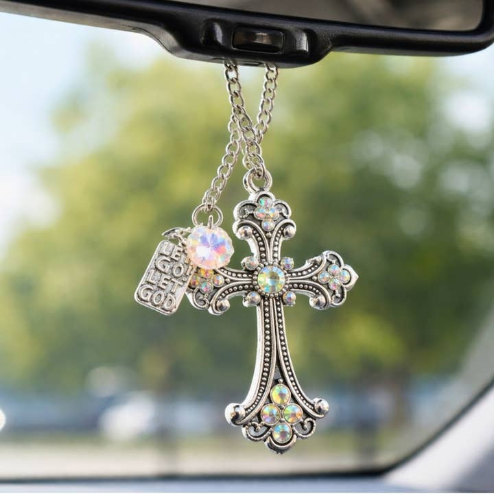 Rhinestone Cross Charm - Inspirational - 8in for wholesale by EarthlieTreasures