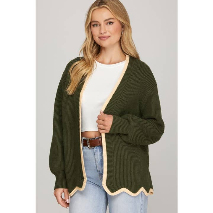 CASACO DE MALHA ABERTO COM BAINHA ONDULADA por atacado de Upmost