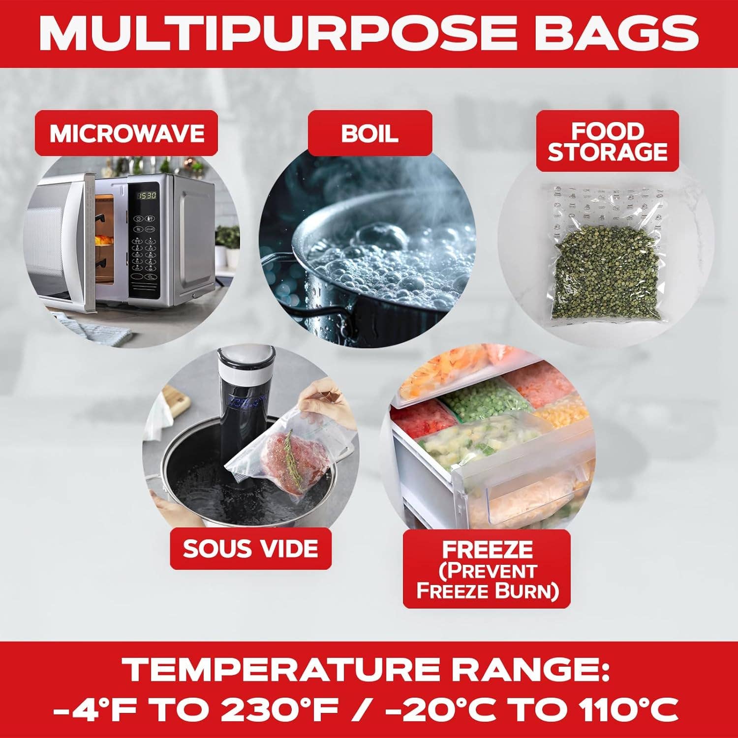 FORJARS – Engroshandel Indpakning/pose til opbevaring af mad – 100 tællinger 11x16 vakuumforseglingsposer2