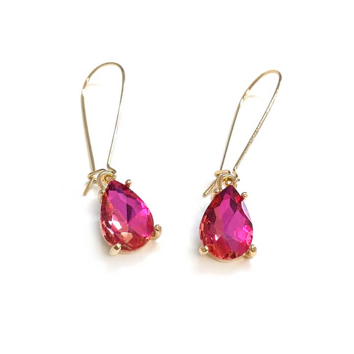 StarryNYC - Wholesale Dangle Earrings - Midi Size Teardrop 5A Grade Glass Drop Kidney Wire Earrings12