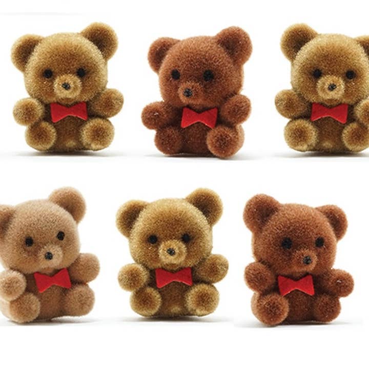 Factory Direct Craft - Wholesale Decorative tabletop object - 1" Miniature Brown Flocked Teddy Bears (Bag of 3)3