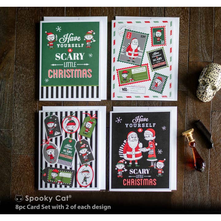Spooky Cat Press - Wholesale Christmas Card - Naughty Elves Christmas Card Set (8pc)