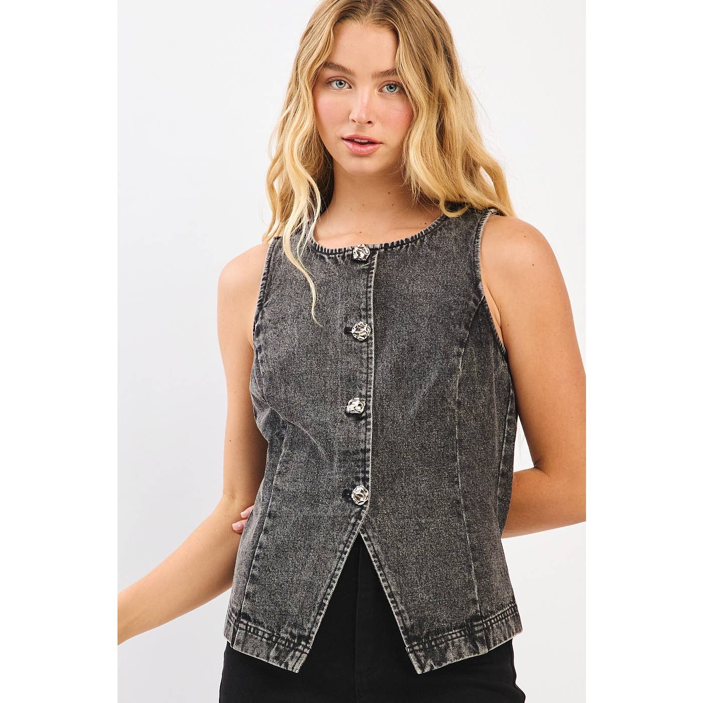 mittoshop - Wholesale Tanktop - Dames - BOOTHALS AANGESLOTEN MOUWLOOS DENIM VEST3