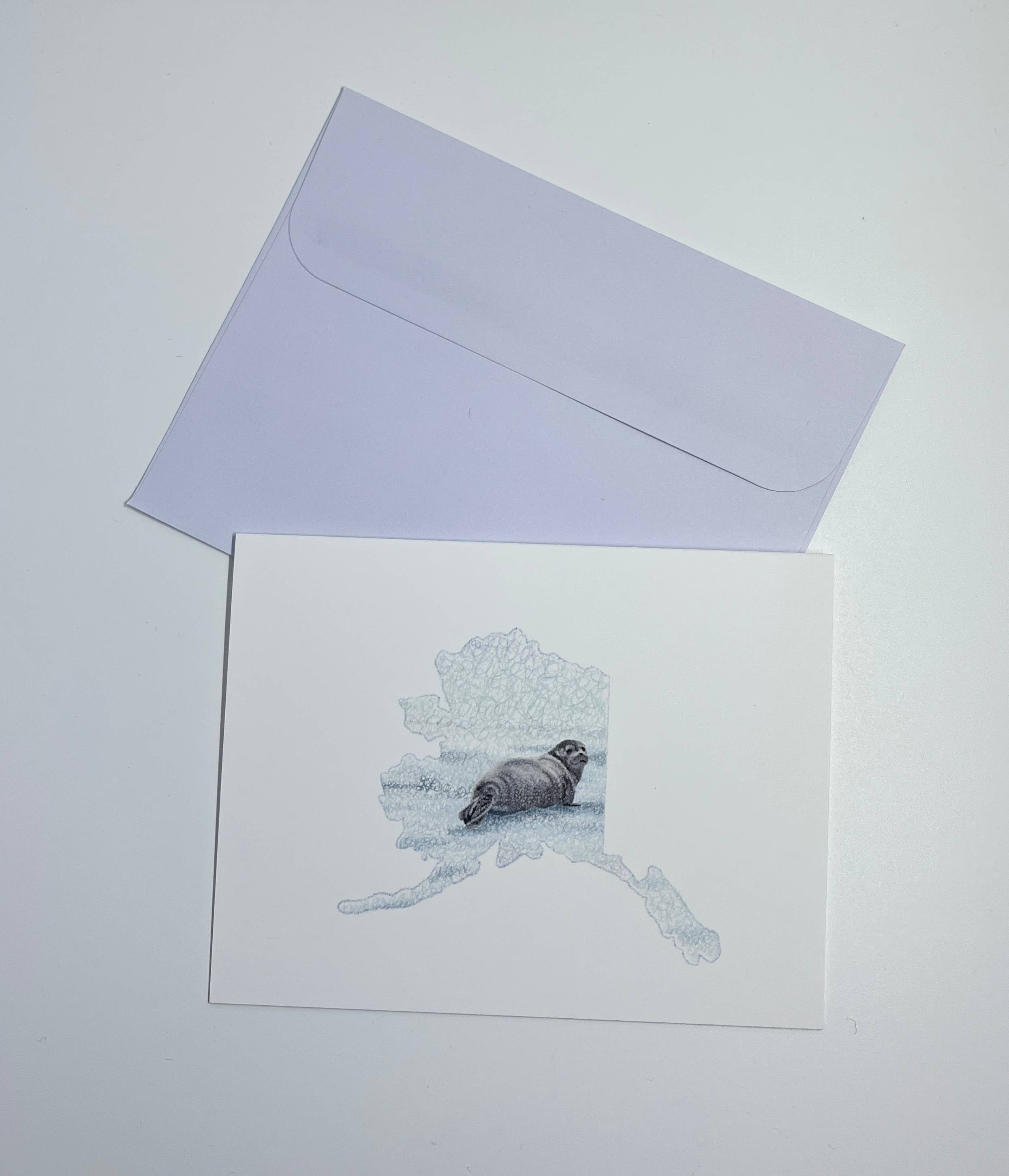 Sea Spray AK - Wholesale Everyday Greeting Card - Alaska State Seal Greeting Card, Harbor Seal, Stationary1