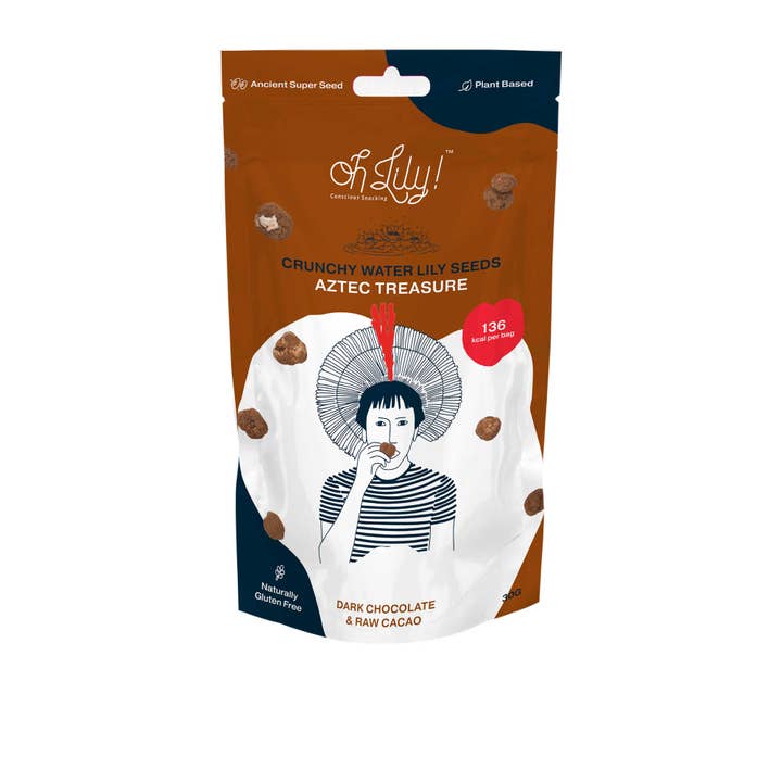 Dark chocolate and raw cacao crunchy vegan snack for wholesale by Oh Lily! snacks