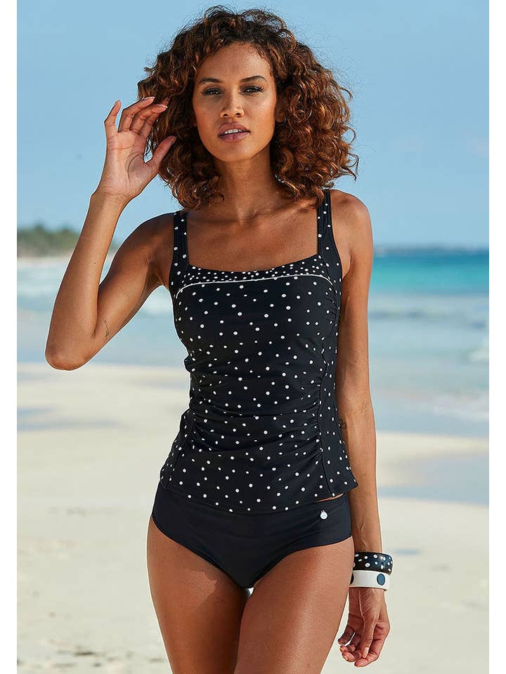 Black White LASCANA Women's Polka Dot Tankini Swimsuit Top##132 for wholesale on Faire4