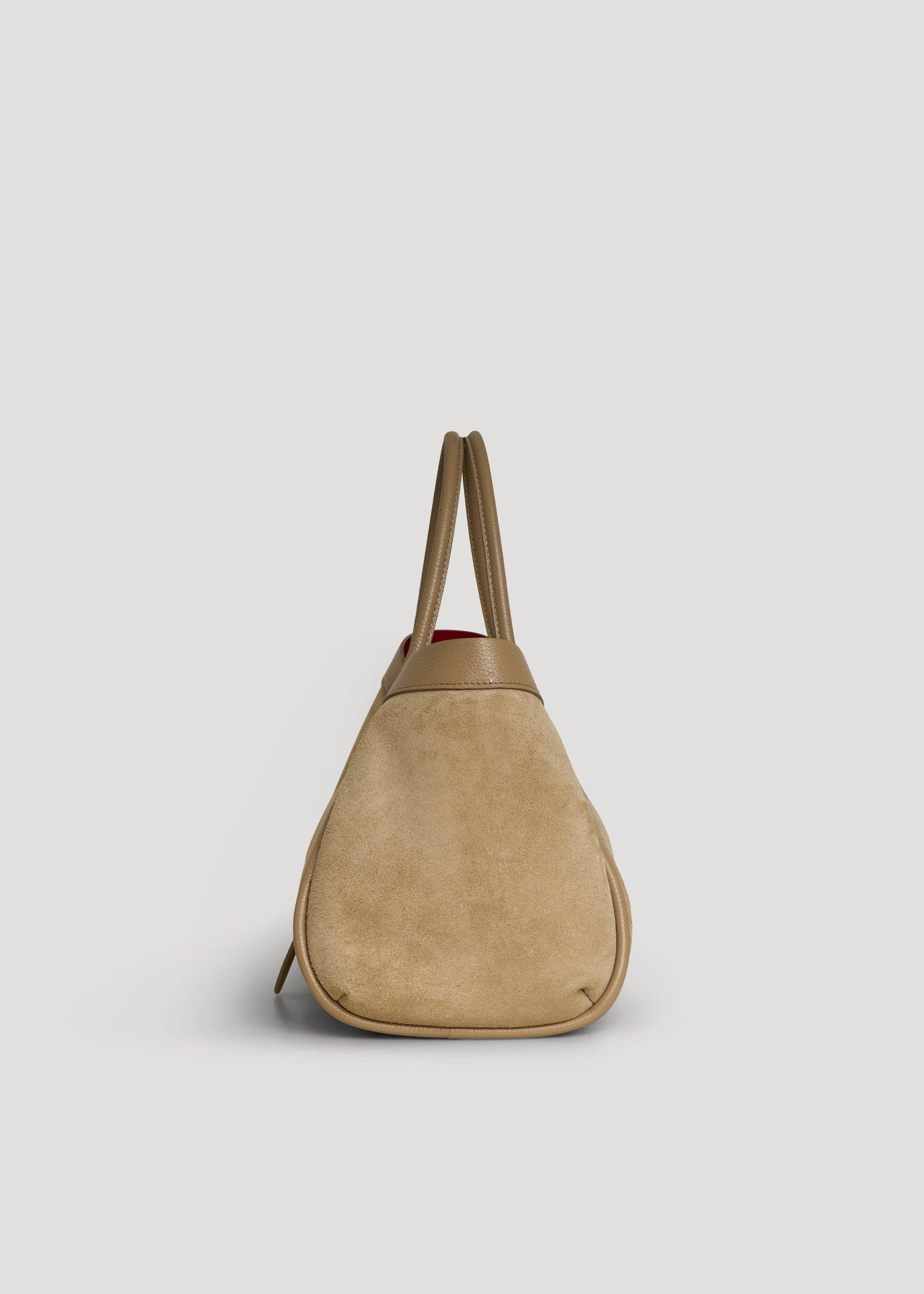 Prestige Milano - Wholesale Tote Bag - Women's - Borsa Mayfair in camoscio taupe e pelle Togo3