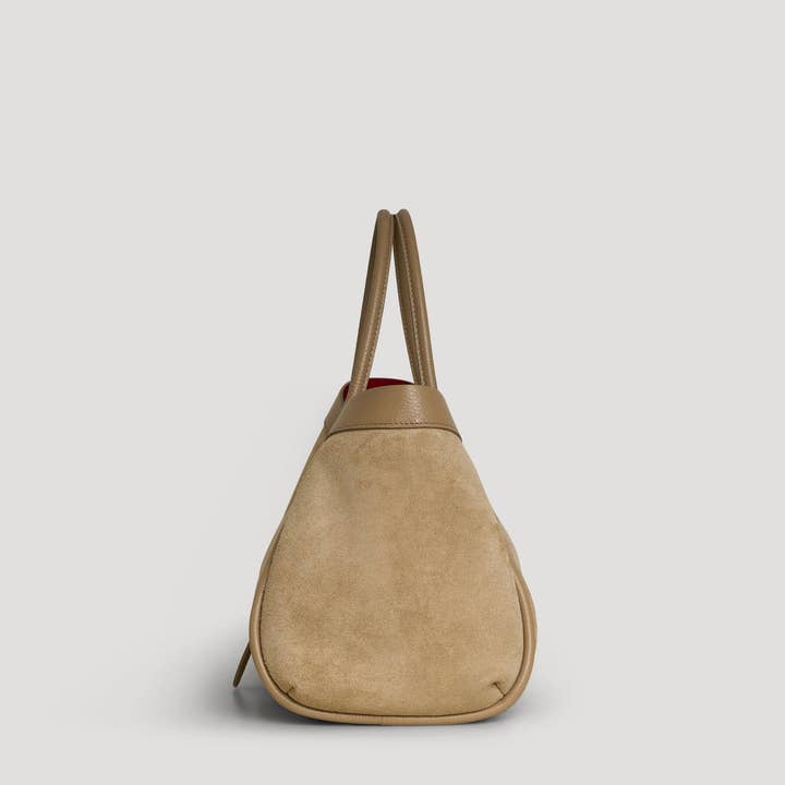 Prestige Milano - Wholesale Tote Bag - Women's - Borsa Mayfair in camoscio taupe e pelle Togo3