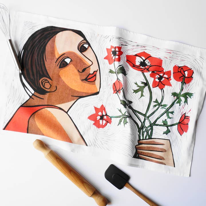 Anita Klein Anemones Tea Towel for wholesale by Hayletts Contemporary Fine Art