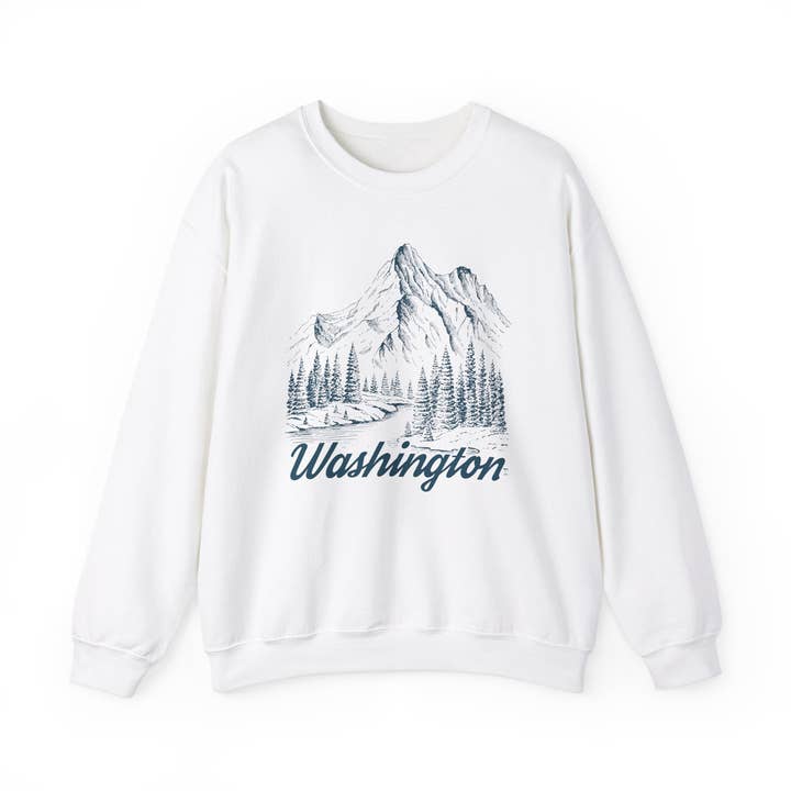 Hey Mountains - Wholesale Graphic Sweatshirt - Unisex - Washington Sweatshirt - Mountain Graphic Crewneck2