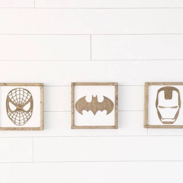 Nail and Hook Laser Cut Home Decor - Wholesale Sign - Superhero Wall Art  | 11x11 inch Wood Sign29