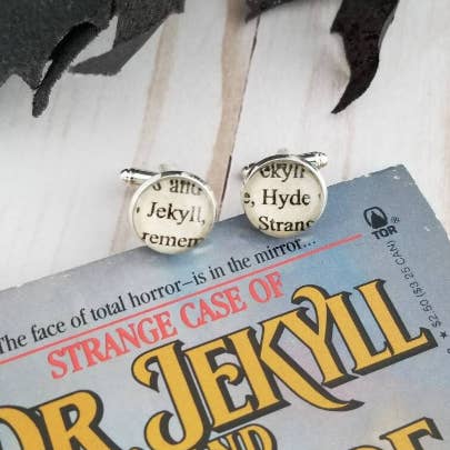 Character Pair Book Page Cuff Links for wholesale by Erin Casey Crafts