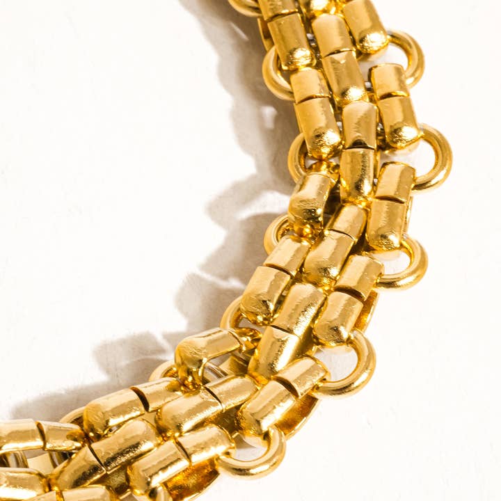 Donni 18K Gold Non-Tarnish Bold Weave Bracelet for wholesale on Faire