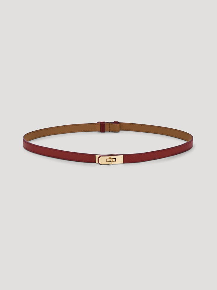 Baronne in Burgundy Togo Leather Belt for wholesale by Voemièn