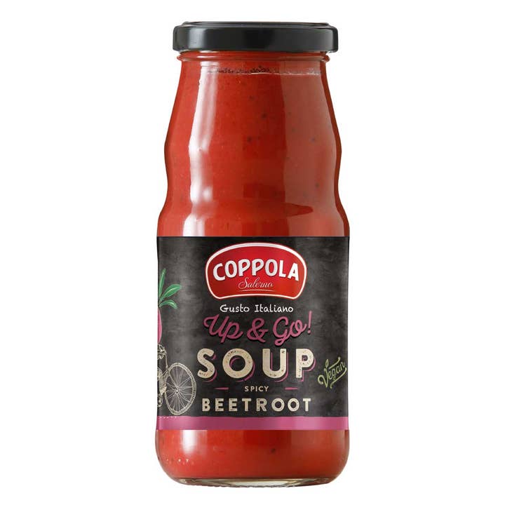Coppola Up & Go! Soup with Beetroot, Sesame and Chilli (350g) for wholesale by Gourmica