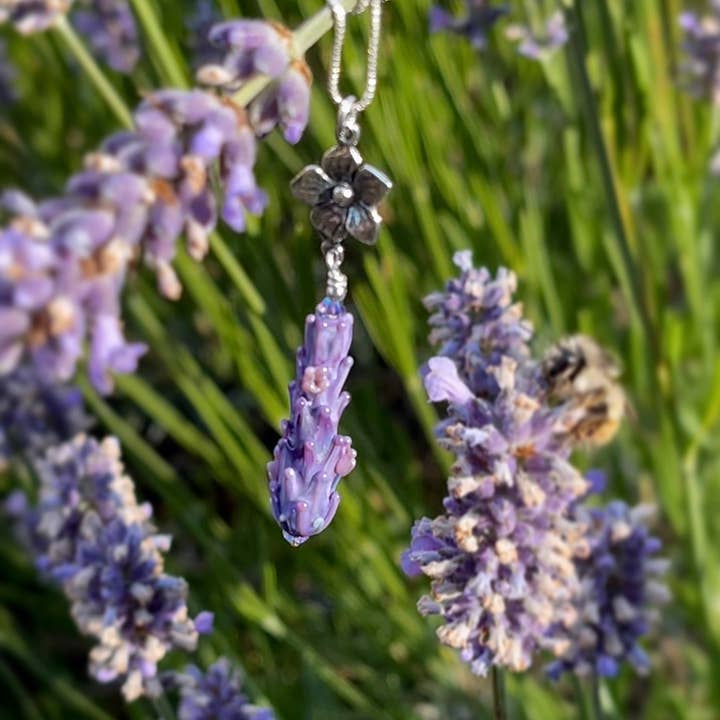 Lavender Beads - Wholesale Pendant/Charm Necklace - Blooming Lavender Pendant Handcrafted Botanical Glass1