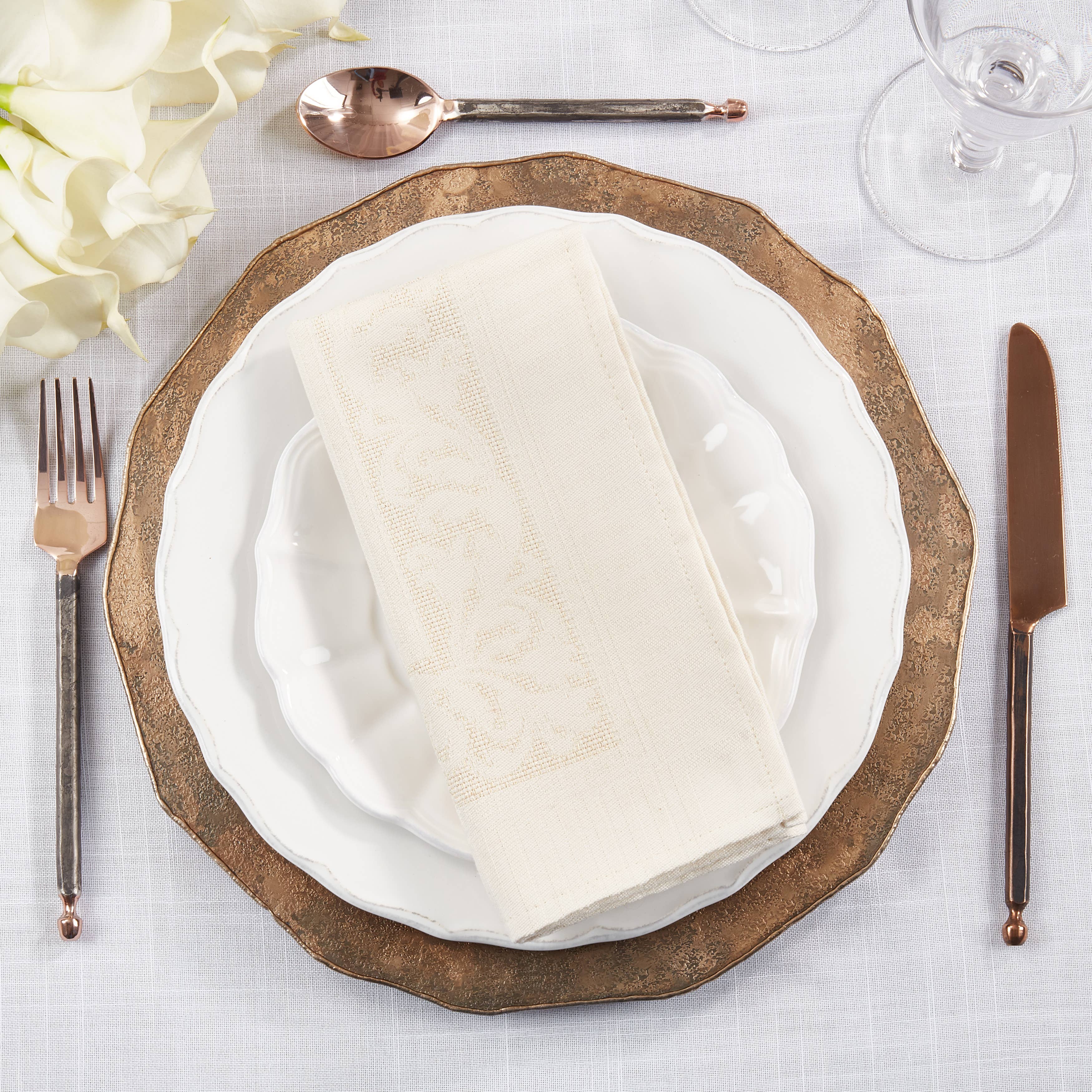 Ecru Jacquard Floral Napkin for wholesale on Faire3