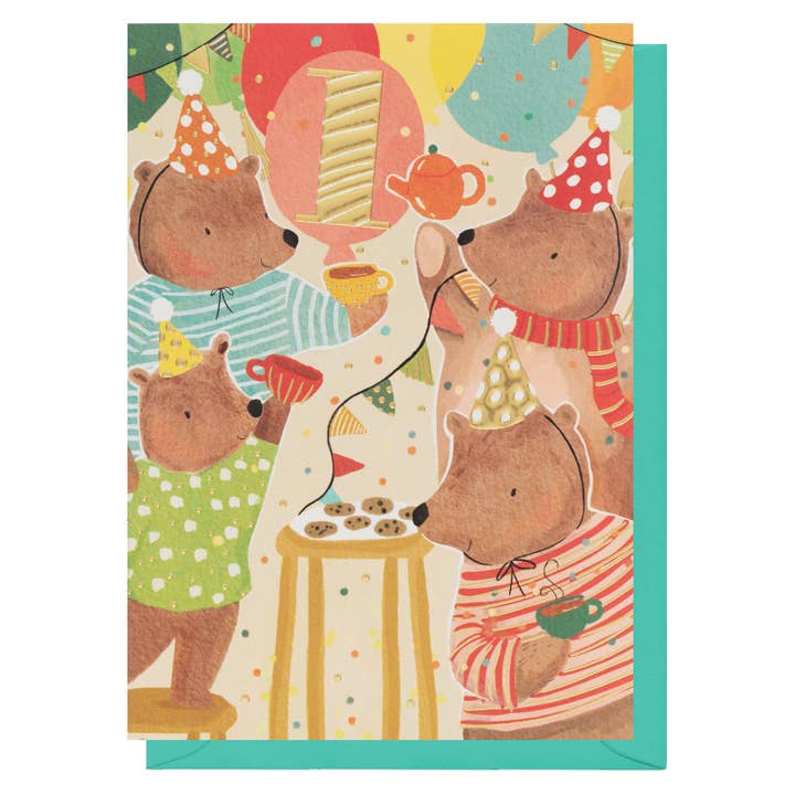 Age 1 Teddy Birthday Card | Milestone Age | Kids Cards for wholesale by Louise Tiler