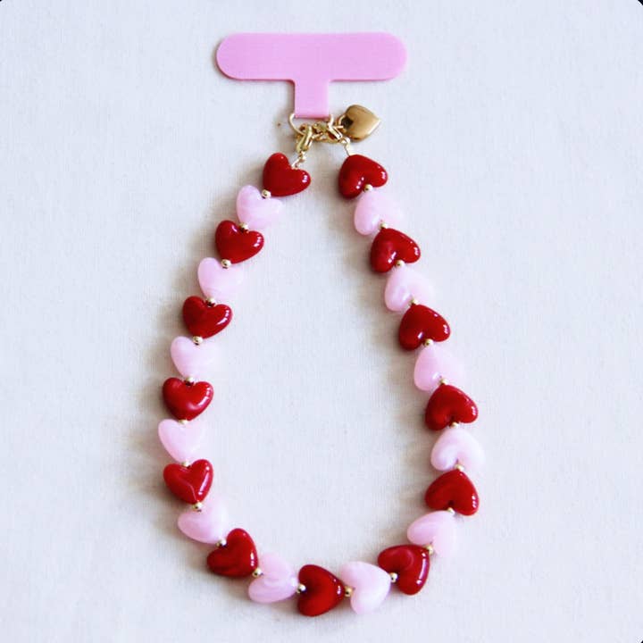Phone cord hearts - pink/red for wholesale by Bazou