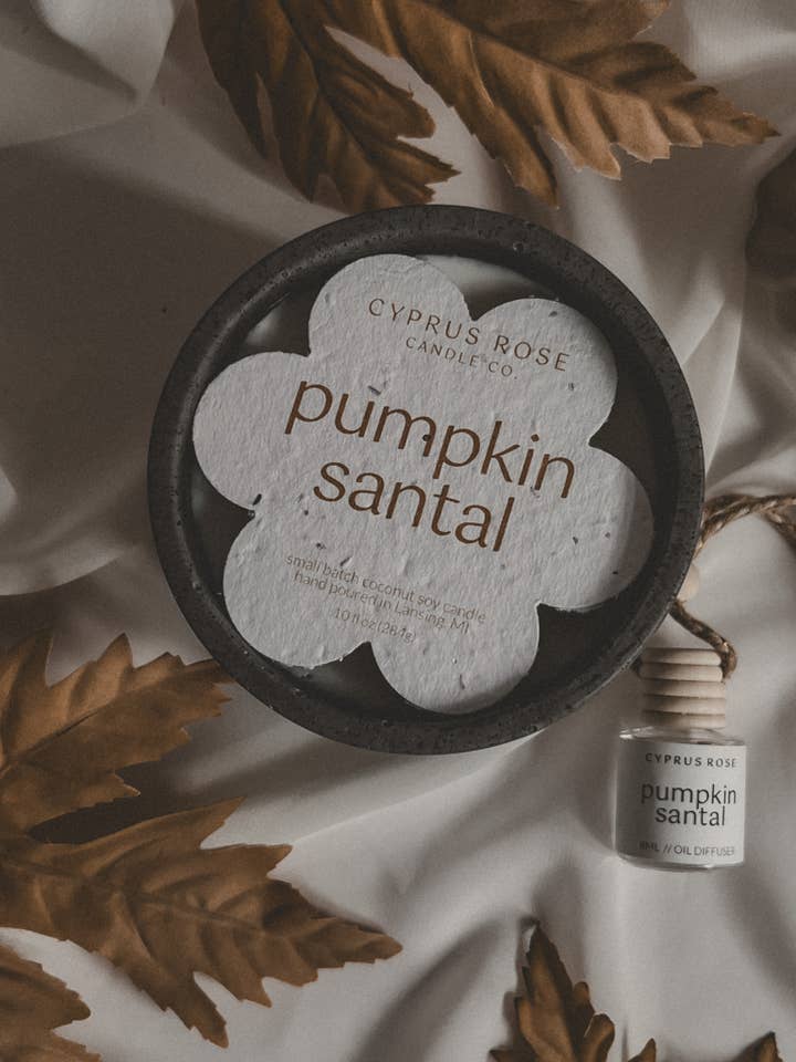 Pumpkin Santal Coconut-Soy Fall Candle - 10oz Concrete Jar for wholesale by Cyprus Rose Candle Co.