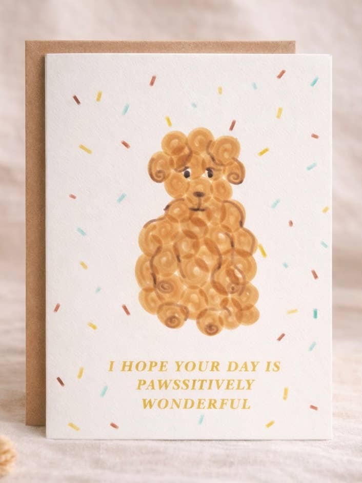 PAWSitively Wonderful Confetti Dog Greeting Card for wholesale by Crumpet Prints