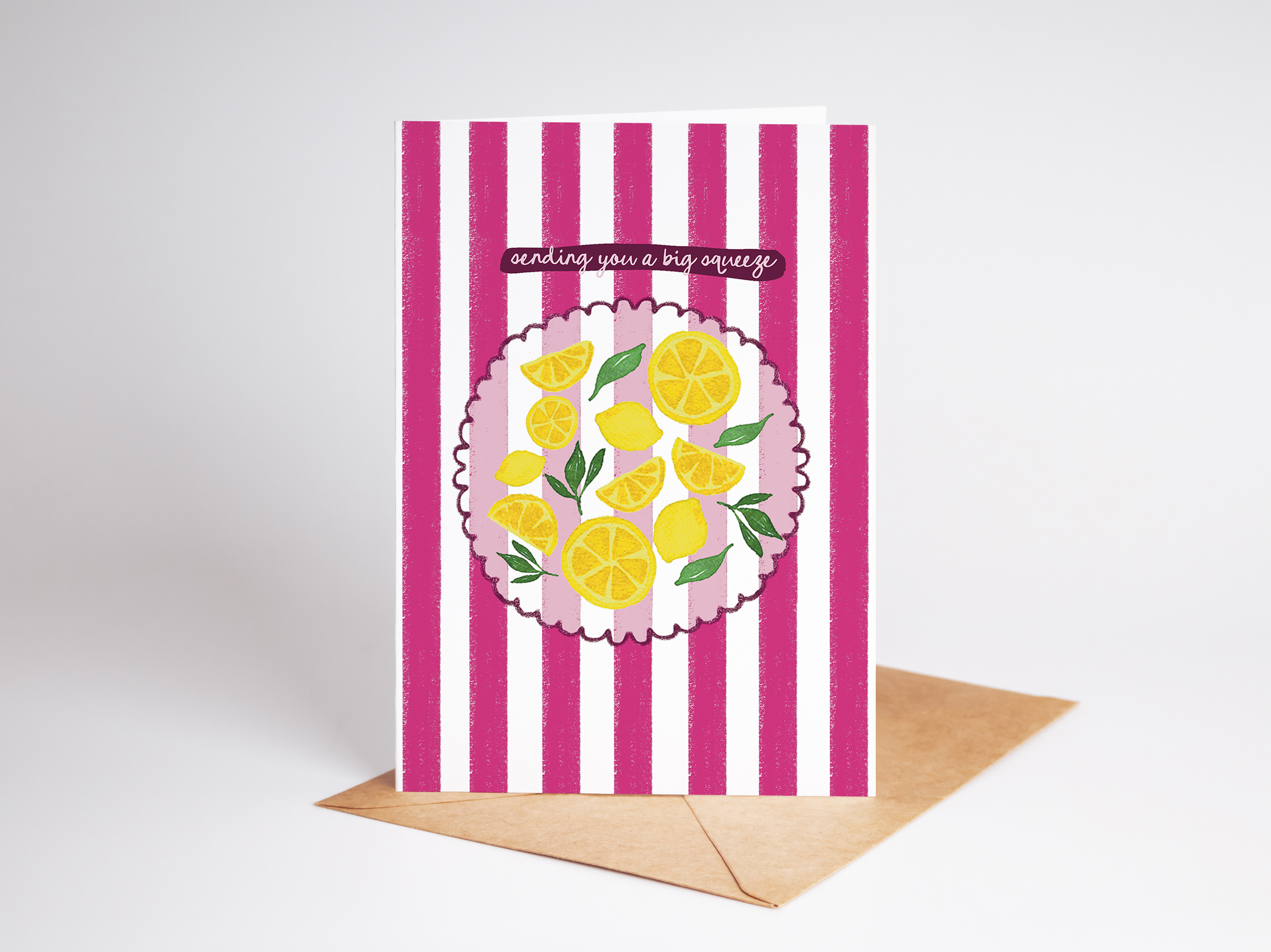 The Shelley Society - Wholesale Everyday Greeting Card - Sending You A Squeeze Lemon Fruit Striped Greeting Card2