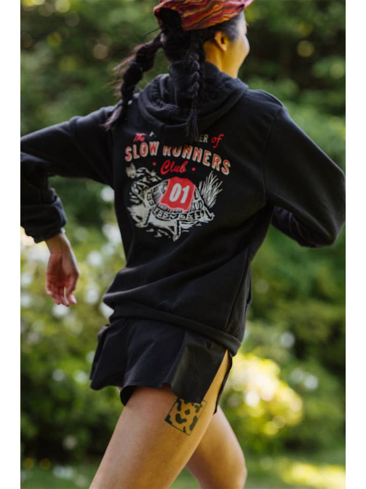 Vintage Black Slow Runners Club Hoodie Sweatshirt for wholesale on Faire9