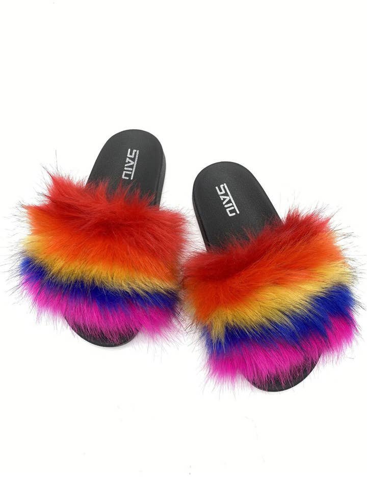 Rainbow Furry Sandal SH0046 for wholesale by Ole