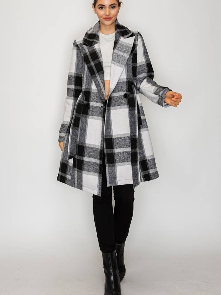PATRONCITO USA INTERNATIONAL, INC - Wholesale Coat - Women's - Women's Long Coat Plaid Jacket with belt (LJ400)18