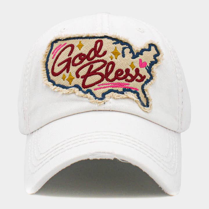 Sensibling Corp. - Wholesale Baseball Cap - Women's - God Bless Message USA Map Vintage Baseball Cap1