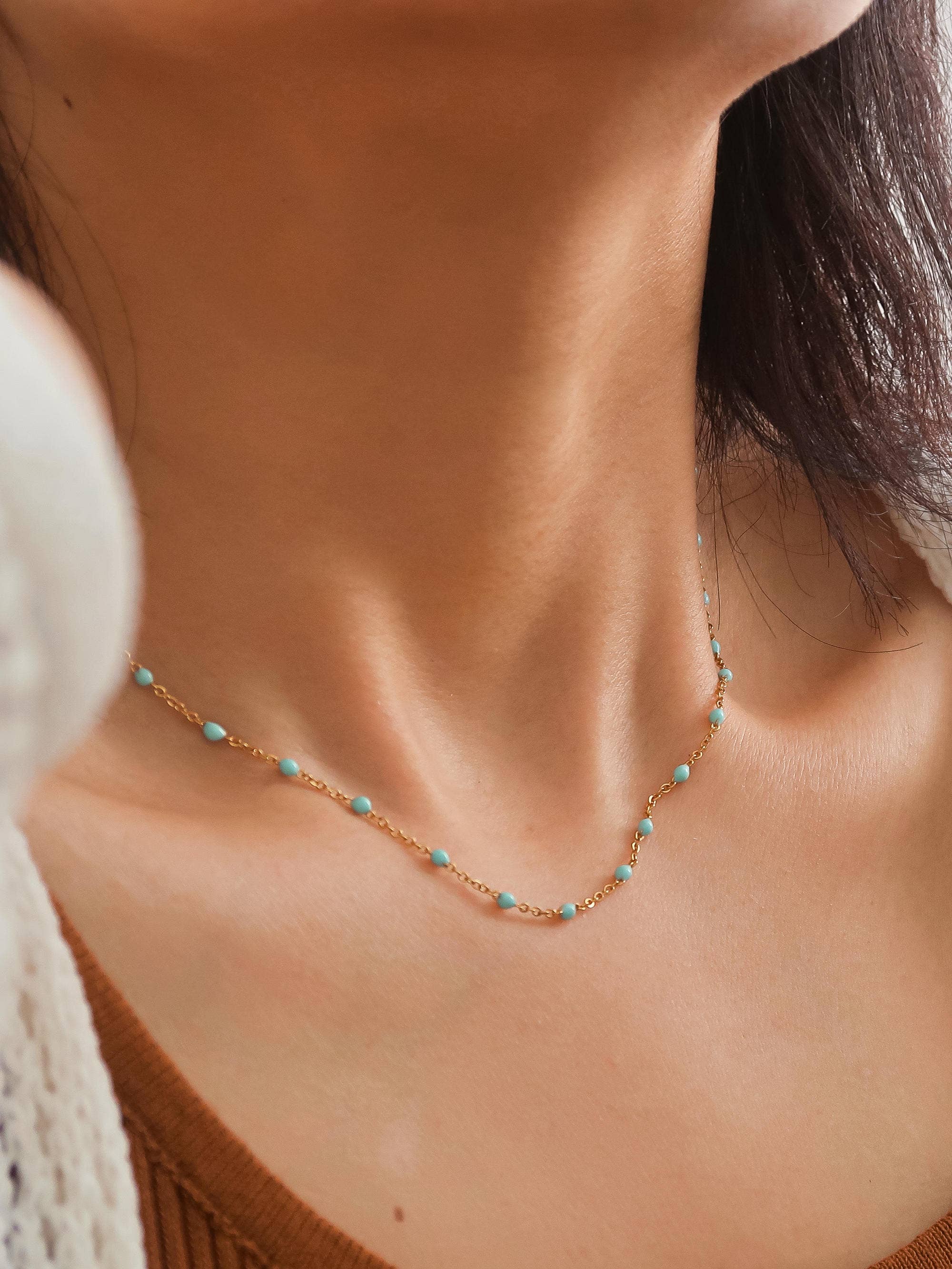 Flânerie by MAIQ - Wholesale Pendant/Charm Necklace - Soleil 18K Gold Non-Tarnish Beaded Petite Chain Necklace5