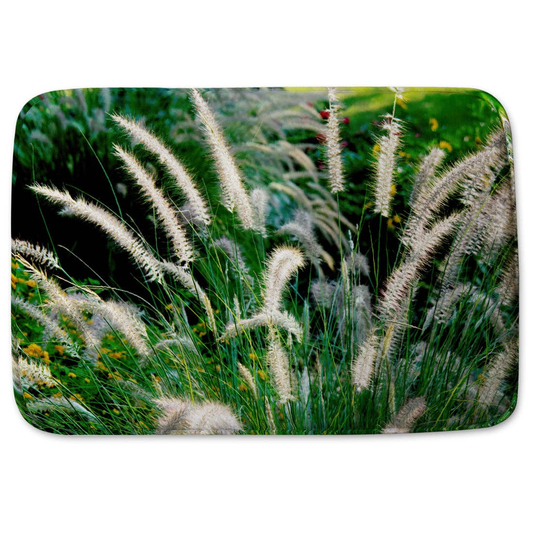 Benjamin Tate Design - Vendita all'ingrosso Tappetini da bagno - erba decorativa a coda di gatto che cresce lungo una passerella (Tappeto da bagno)0