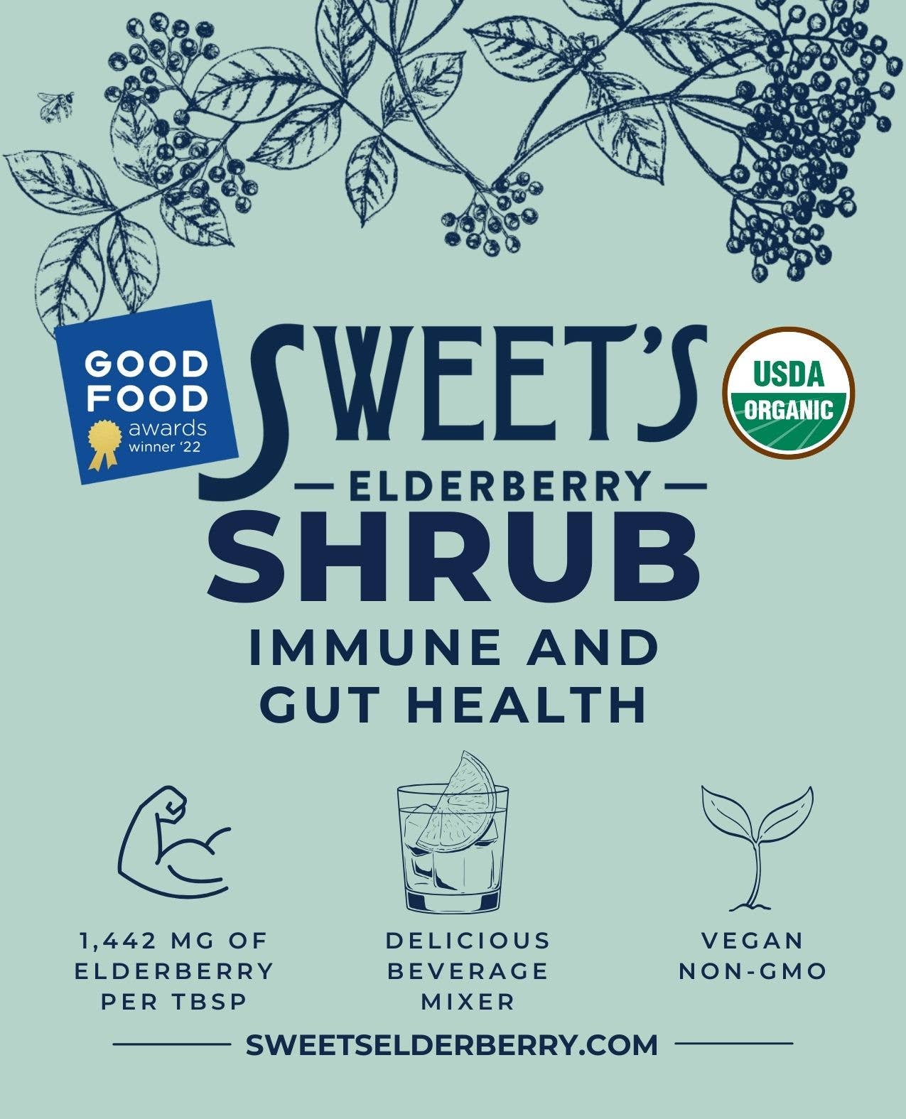Sweet's Elderberry - Wholesale Wellness Juice/Tonic - Elderberry Shrub - 16 oz | Immune + Gut Health & Drink Mixer6