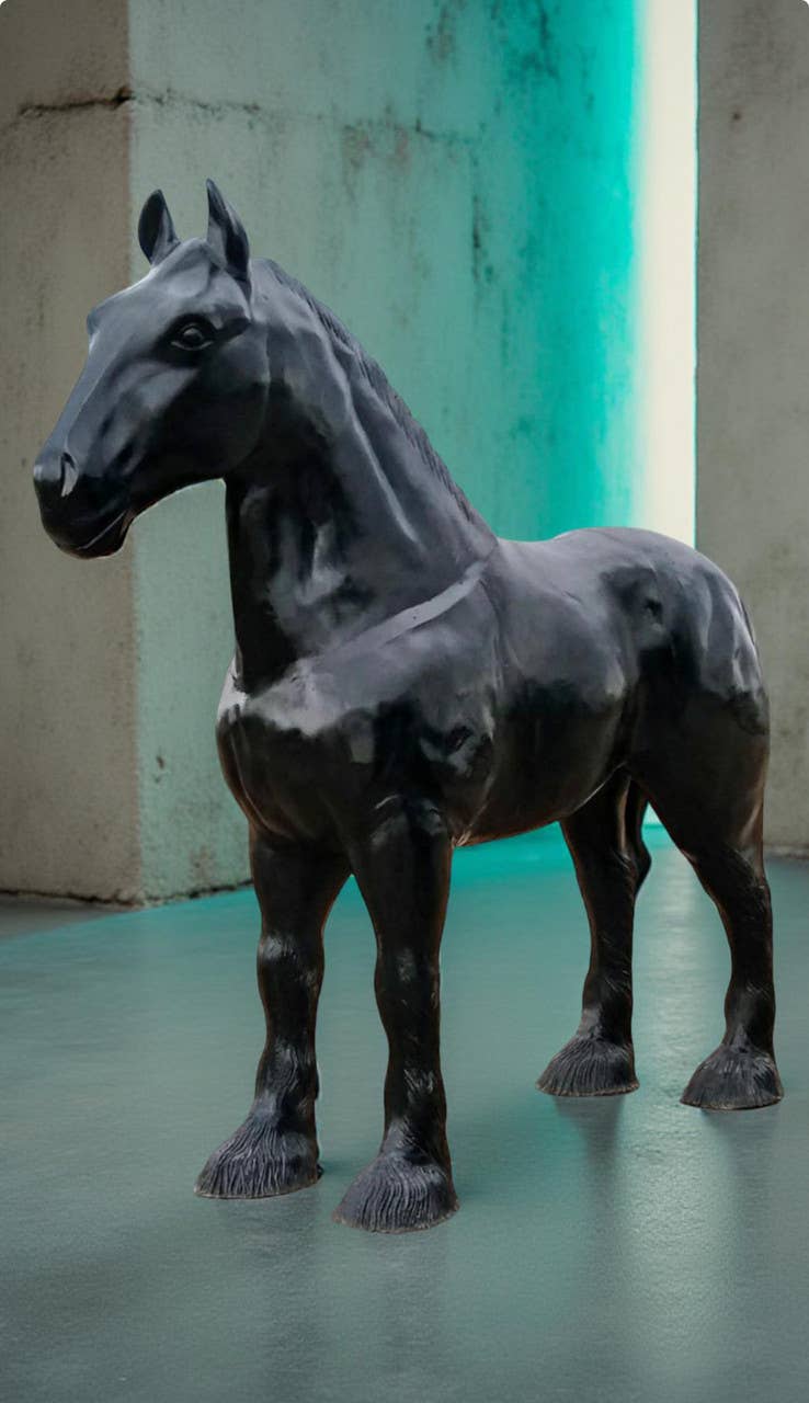 Sanyork Fair Trade - Vendita all'ingrosso Ornamenti/decorazioni per esterni - Statua di Cavallo Clydesdale Colore Bronzo Arte in Alluminio Riciclato1