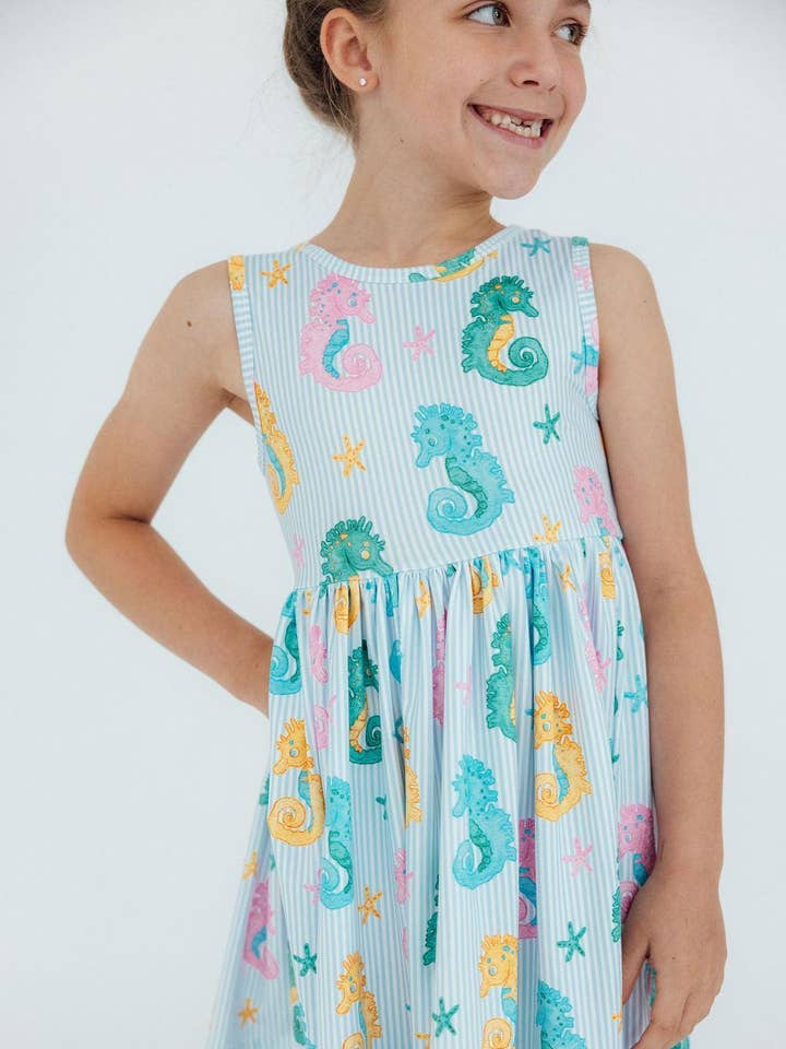 Seahorse Swirl Tank Twirl Dress for wholesale by Mila & Rose