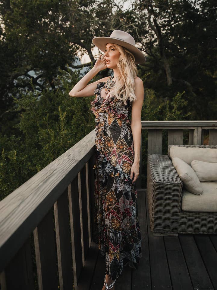 Angelina Dress in Pink Deco for wholesale by Sukiso