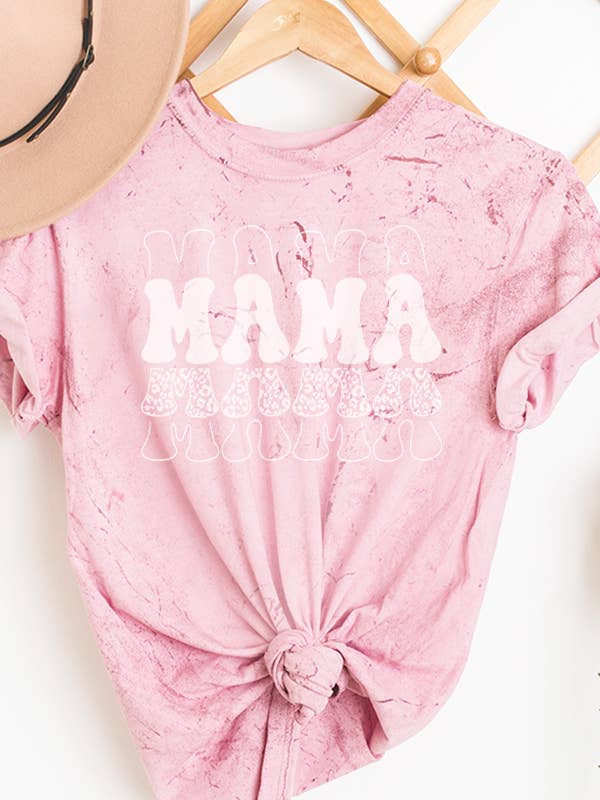Cali Boutique Wholesale - Wholesale Screen Printed T-Shirt - Women's - Mother's Day Tee Mama Stack Colorblast Top 708223