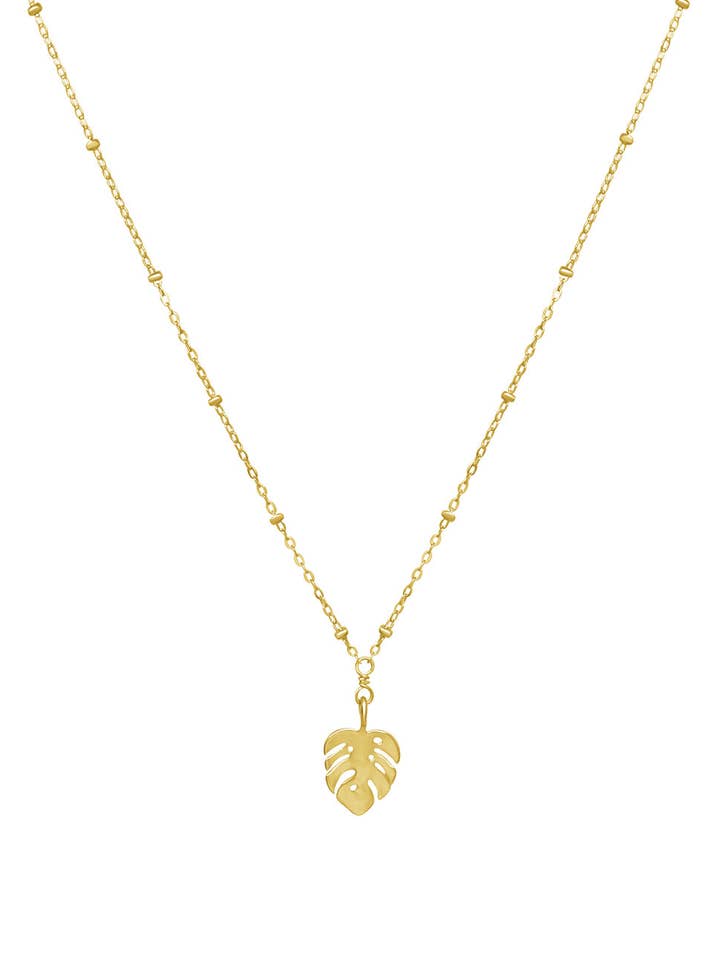 Collana con piccola foglia di palma dorata per la vendita all'ingrosso da parte di Boy Cherie