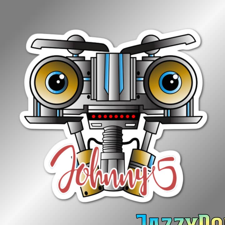 3" Short Circuit Robot Johnny 5 Nostalgic laminated sticker for wholesale by Jazzy Pop Stickers