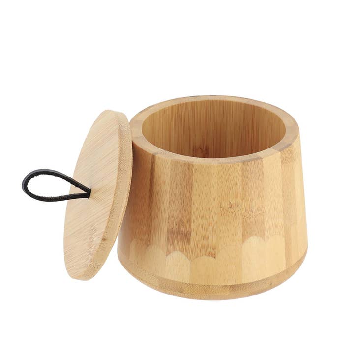Natural Bamboo Cotton Ball Holder for wholesale by Evideco French Home Goods