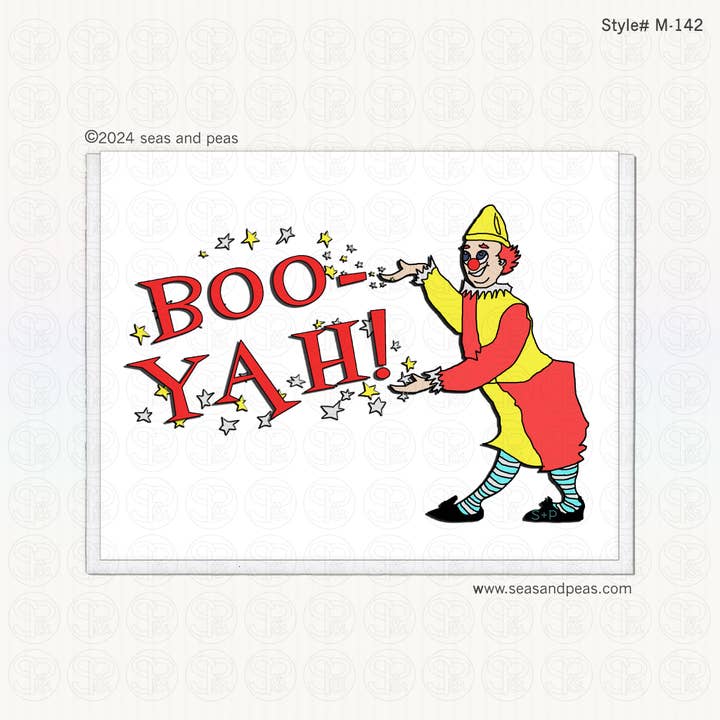 Booyah! de Clown felicitaties kaart voor wholesale door Seas and Peas, LLC