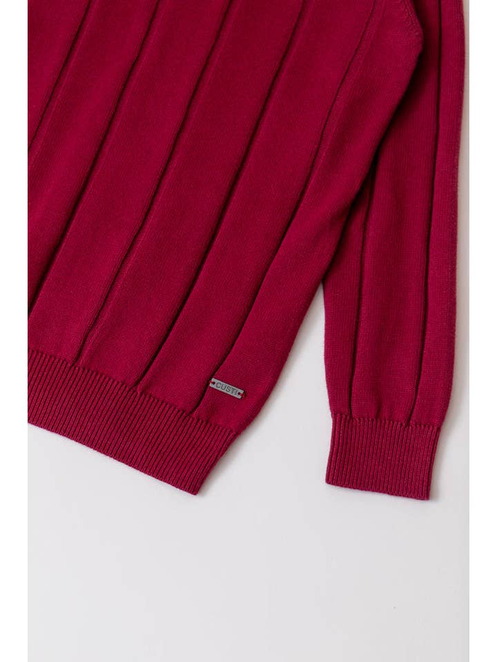 Custi Mikelo: Men's Clothing & Christmas Gifts - Wholesale Knitted jumper – Men′s - Burgundy Vertical Stripe Jersey4
