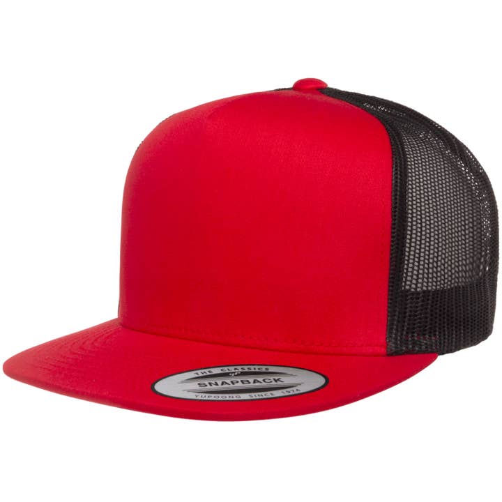 The Park Wholesale - Vendita all'ingrosso Cappellino da camionista - Unisex - Yupoong 6006T Classic Trucker Snapback Hat, berretto piatto con retro in rete, colori bicolore - YP Classics®