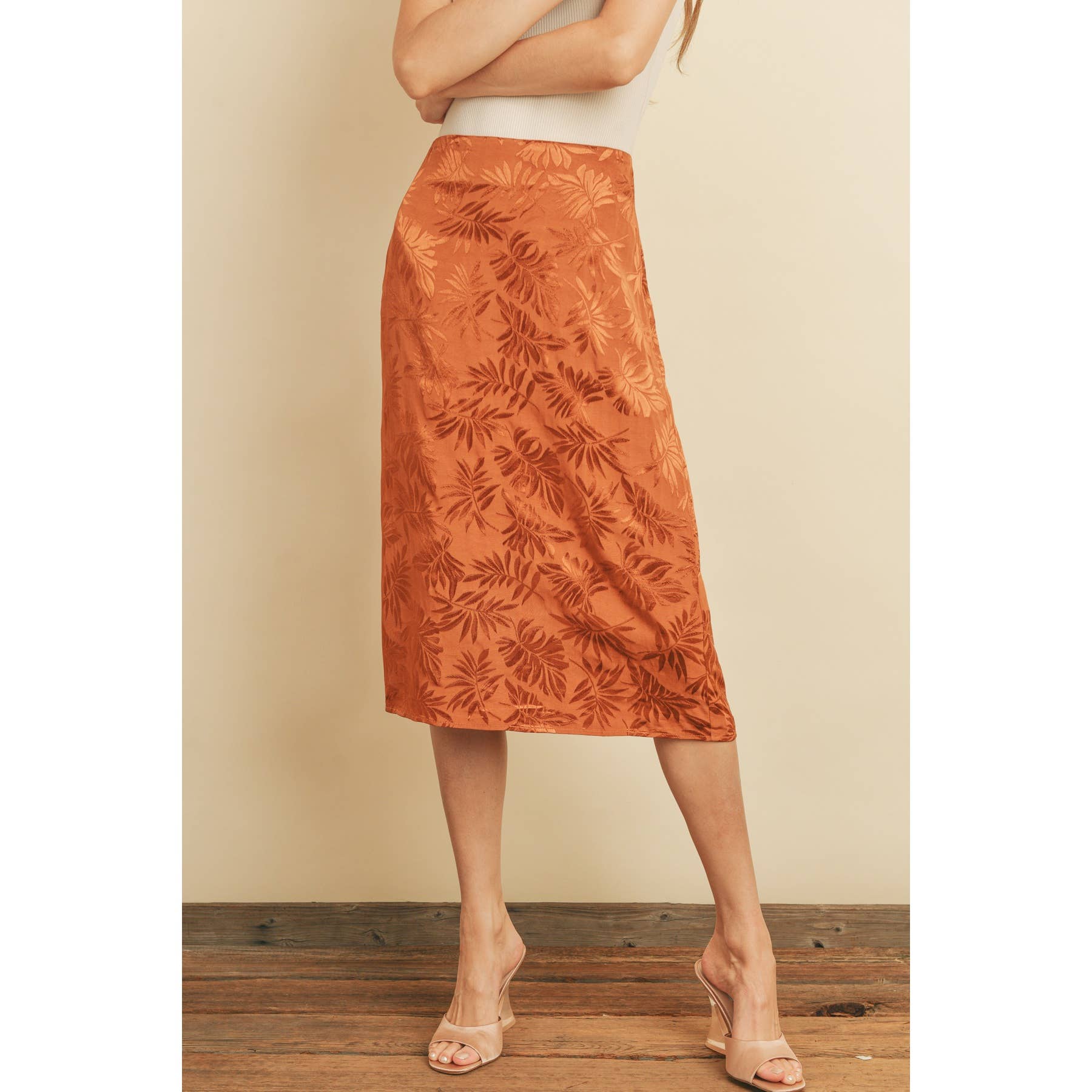 Dress Forum – Saia - Mulher por atacado – Saia Midi em Jacquard A-Line em Jacquard Tropical4