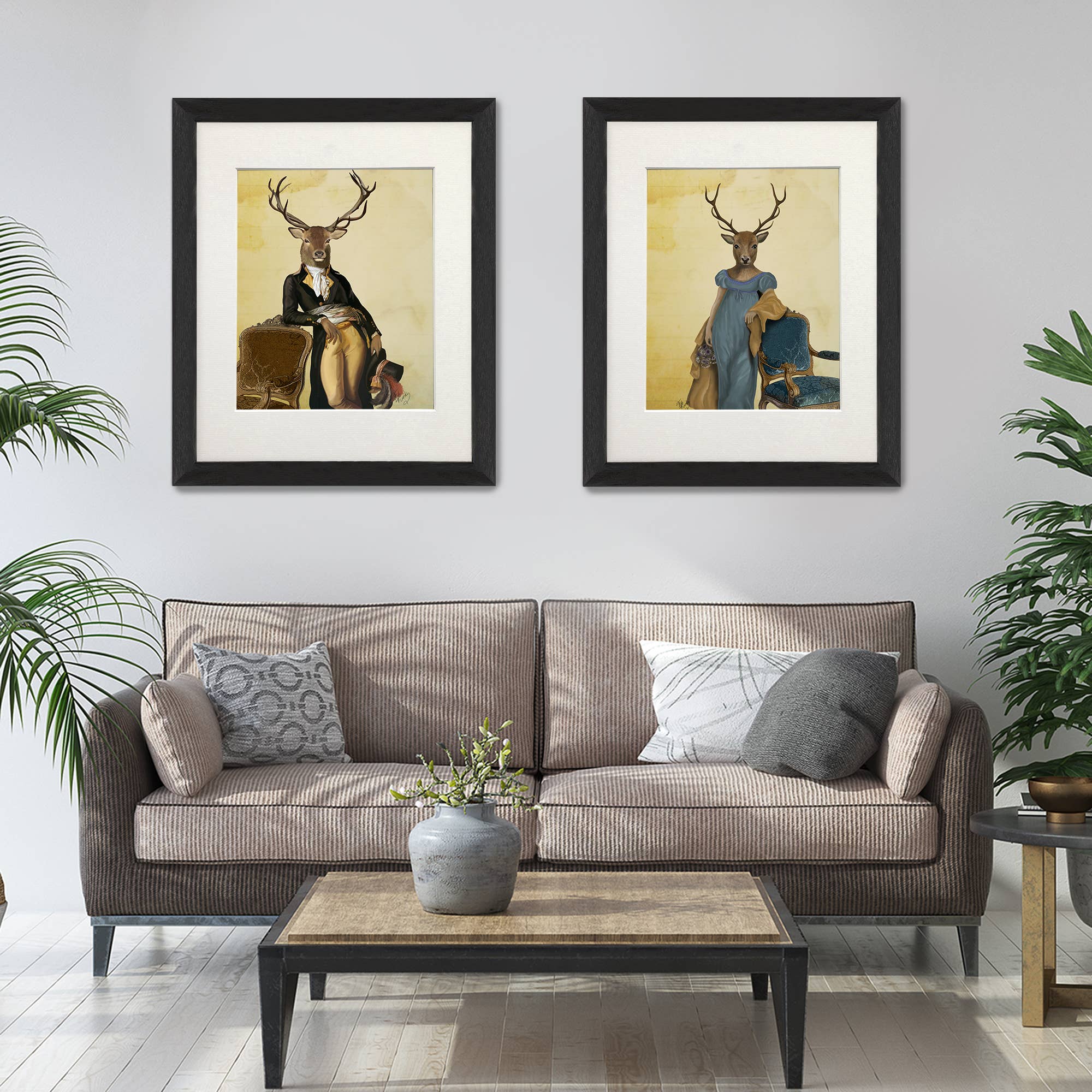 FabFunky Ltd - Wholesale Art Print - Deer & Chair, Stag Regency Style Giclee Art Print Wall Art4