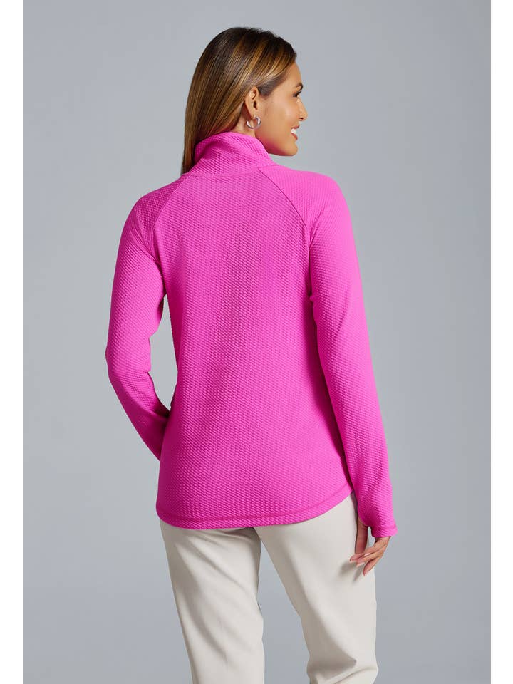 IBKÜL - Wholesale Sweatshirt - Women's - Solid Popcorn Stitch Asymmetrical Zip Pullover 2.08