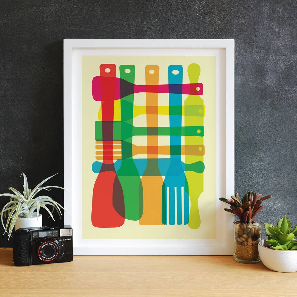 strawberryluna - Wholesale Art Print - Kitchen Giclee Print - Utensil Stack - Poster Mid Century4