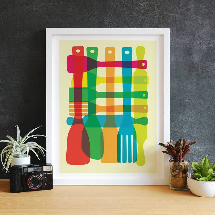 strawberryluna - Wholesale Art Print - Kitchen Giclee Print - Utensil Stack - Poster Mid Century4