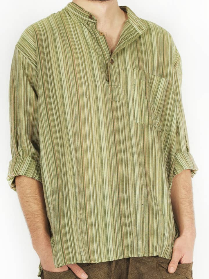 Zig Zag Asian Collection - Wholesale Button Down Shirt - Men's - Striped Cotton Kurta19