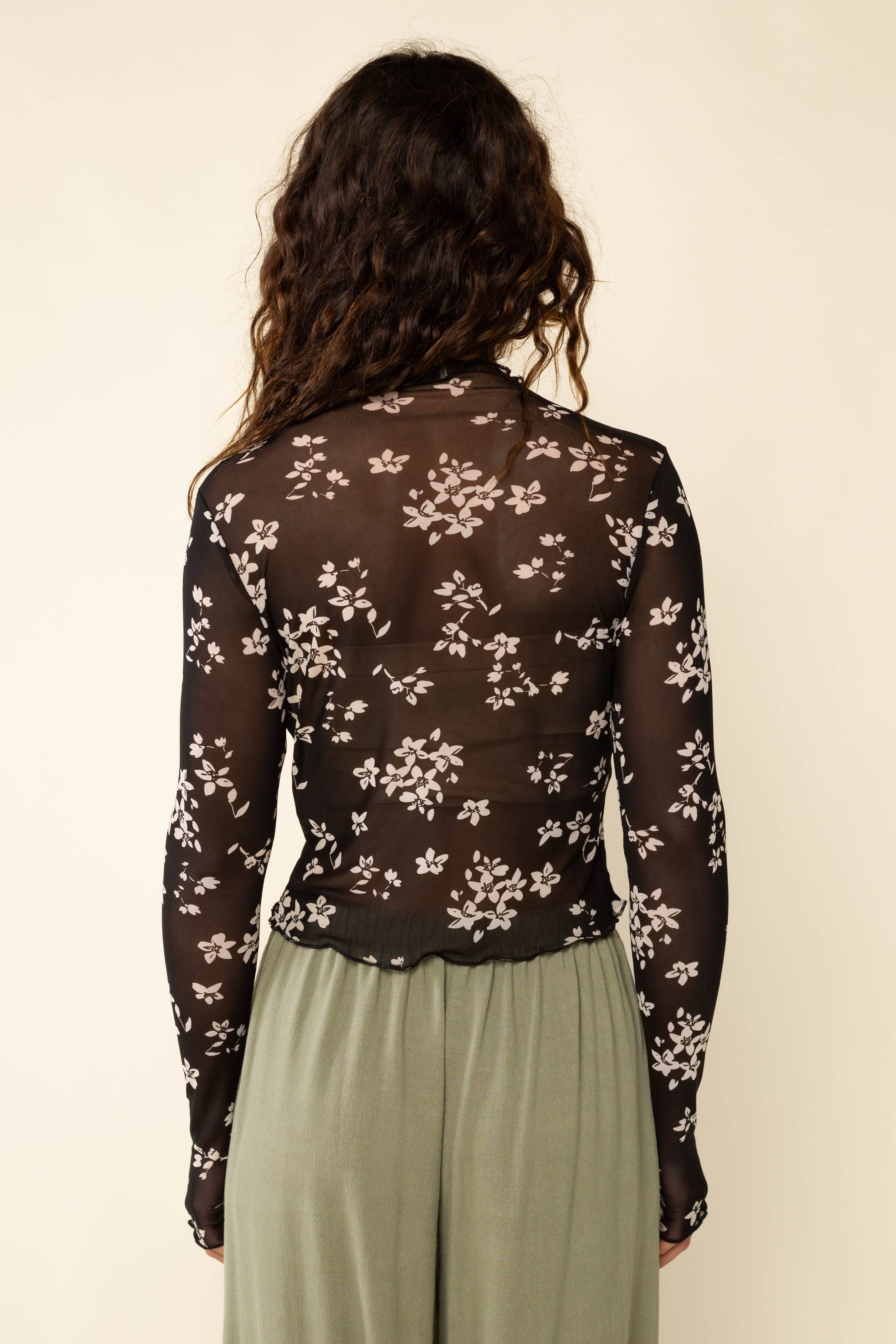 NLT - Wholesale Blouse - Women's - Ivy Mock Neck Floral Mesh Top5